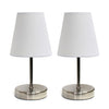 Simple Designs Sand Nickel Mini Basic 2-Piece Table Lamp Set - White