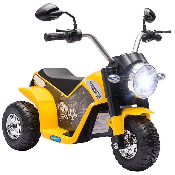 Aosom Kids Electric Motorcycle 6v Battery Powered Ride-On Ride-on Dirt Bike 3-wheels Motorbike With Horn Headlights Realistic Sounds 1.24mph Speed For Girls Boy 18 - 36 Months Yellow