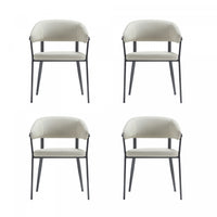 Belle Modern Metal Upholstered Dining Chair in Oatmeal - Set of 4