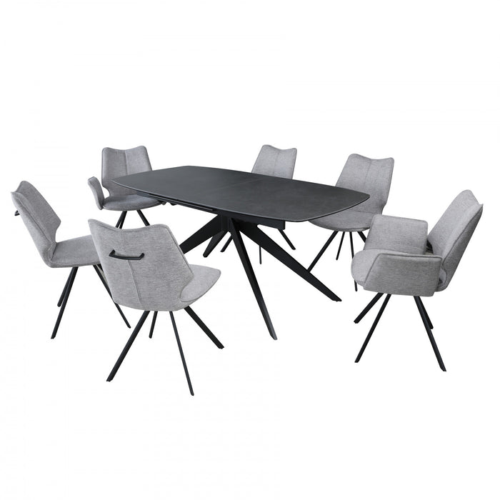 Bram 7-Piece Extendable Dining Table Set (71-94 in. W) with Upholstered Chairs (Seats 6)