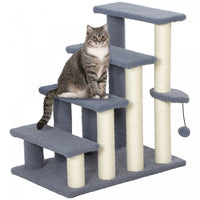 Pawhut Cat Tree, 4 Step Cat Tower Stairs Steps With Cat Scratching Post, Jumping Platform, Toy Ball,