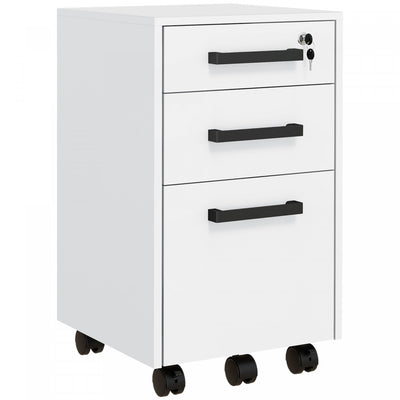 Homcom 3 Drawer File Cabinet With Hanging Bar For Letter A4 Size|Homcom Classeur A 3 Tiroirs Avec Barre Pour Lettre Format A4