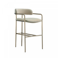 Serene Mid-Century Modern Metal Upholstered Counter Stool in Taupe 