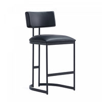 Juno Contemporary Modern Vegan Leather Metal Counter Stool in Black 