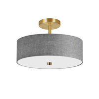 Dainolite Everly 3 Light Semi-flush Mount Aged Brass Grey Shade Lamp