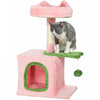 PawHut Cat Tree, 28\" Cat Tower for Indoor Kittens with Plush Top Bed, Cozy Condo, Sisal Scratching Post, Perch, Dangling Ball, Pink and Green