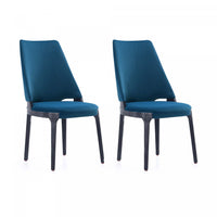 Kara Modern Wood Upholstered Dining Chair in Blue - Set of 2 