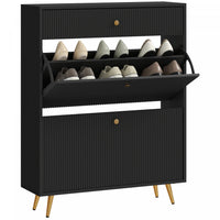 HOMCOM Shoe Storage Cabinet w/ 2 Flip Drawers for 12 Pairs of Shoes, Black