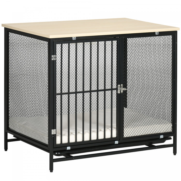Pawhut Dog Crate Furniture With Water-resistant Cushion, Dog Crate End Table With Removable Tray, Indoor Pet Crate For Small And Medium Dogs Indoor Use