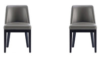 Manhattan Comfort Set of 2 Gansevoort Modern Faux Leather Dining Chairs - Pebble Grey