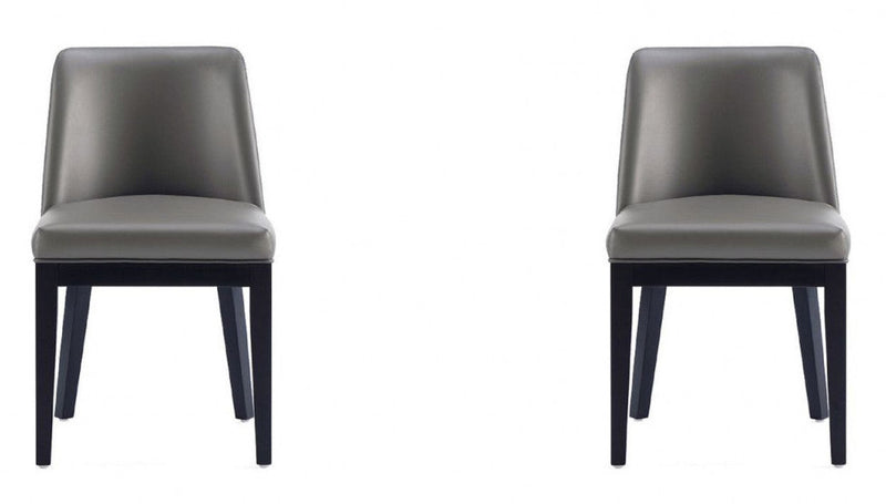 Manhattan Comfort Set of 2 Gansevoort Modern Faux Leather Dining Chairs - Pebble Grey