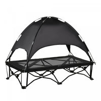 Pawhut Elevated Pet Cot With Removable Canopy Shade Uv Protection Portable Foldable Raised Bed Cot C