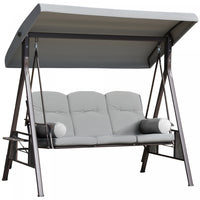 Outsunny 3 Seater Porch Swing Heavy Duty Outdoor Swing Chair Outdoor Lounge Hammock Cushioned Seat W
