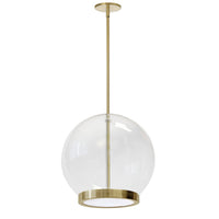 Dainolite Picotas LED Pendant 15w Aged Brass Clear Glass Lamp