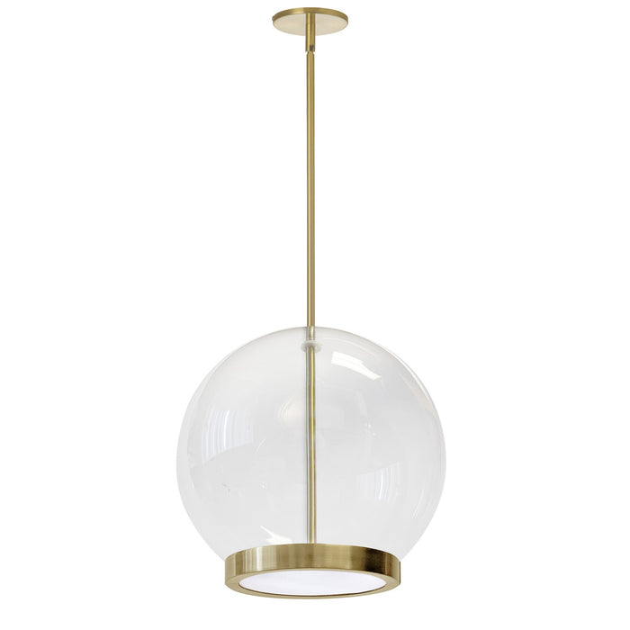 Dainolite Picotas LED Pendant 15w Aged Brass Clear Glass Lamp