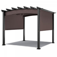 Costway 10 X 10ft Patio Pergola Gazebo Sun Shade Shelter W/retractable Canopy