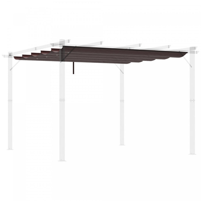 Outsunny Retractable Replacement Pergola Canopy For 10' X 10' Pergola, Pergola Cover Replacement, Coffee
