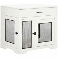 Pawhut 32in Dog Crate Furniture With Cushion, 2 Doors, Dog Kennel End Table With Storage, Indoor Dog