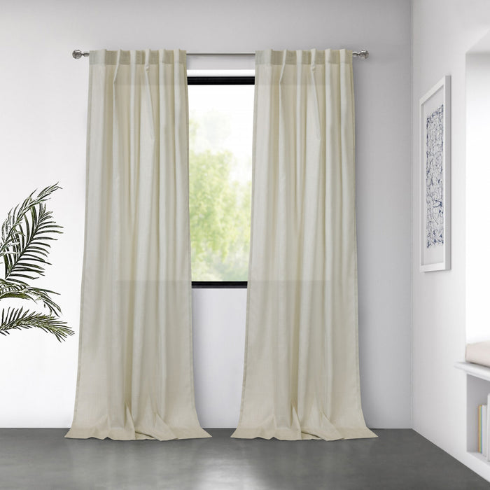 Habitat Bolton Linen Light Filtering Dual Header Curtain Panel - 52 x 63