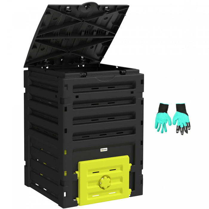 Outsunny 120 Gallon Compost Bin, Large Composter With 80 Vents, Yellow