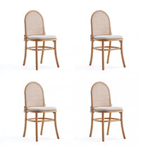 Paragon Industry Chic Cane Back Wood Upholstered Dining Chair in Oatmeal - Set of 4