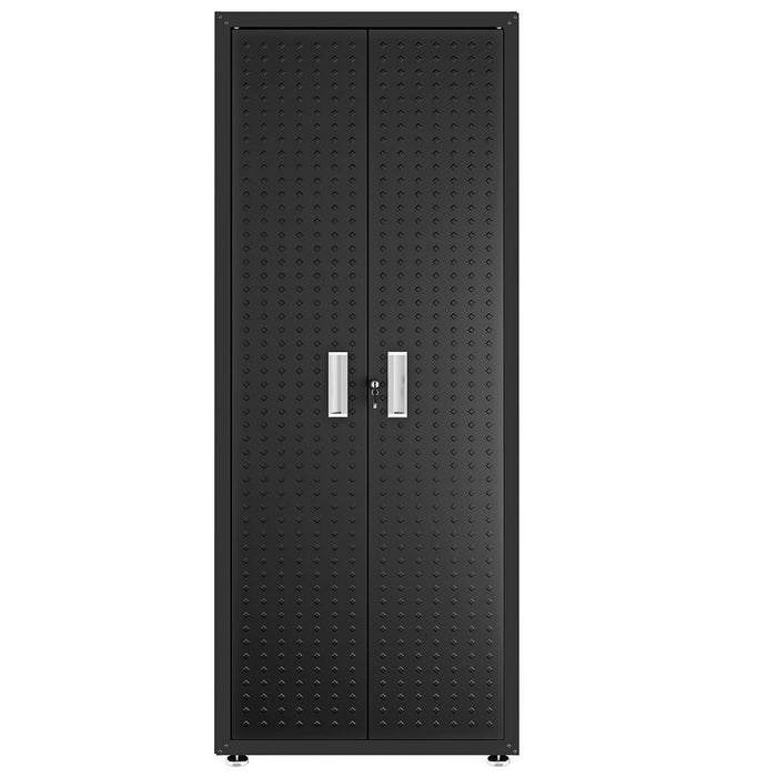 Manhattan Comfort Fortress Textured Metal 75.4\" Garage Cabinet with 4 Adjustable Shelves - Charcoal Grey
