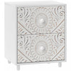 HOMCOM Nightstand, Bedside Table with 2 Drawers, Mid-Century Style, White