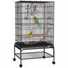 Pawhut 43\" Bird Cage For Budgies Cockatiels Canaries Lovebirds Finches With Rolling Stand, Toys, Removable Tray, Storage Shelf, Black