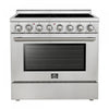 Forno Paolo 36 Inch Freestanding Electric Range, Stainless Steel, 5.44 cu.ft.- FFSEL6011-36 | Cuisiniere electrique Paolo 36 pouces, acier inoxydable, 5,44 pi³ - FFSEL6011-36