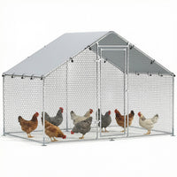 PawHut Metal Chicken Coop, 9.8 x 5.6 FT Walk-in Chicken Run with Weatherproof UV Cover, Lockable Door, Large Outdoor Poultry Cage for 5-8 Chickens, for Farm, Yard, Garden, Silver