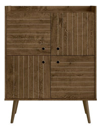 Manhattan Comfort Bogart Mid-Century Modern Accent Cabinet - Rustic Brown & Natural