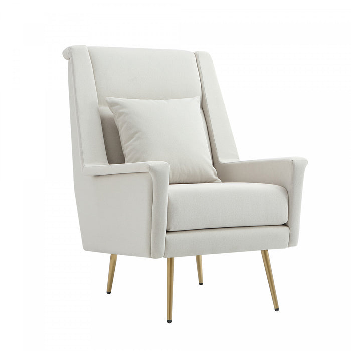 Vista Mid-Century Modern Metal Upholstered Lounge Chair in Ecru