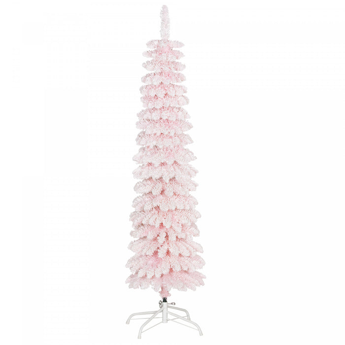 HOMCOM 5' Artificial Christmas Tree with Realistic Branches Pink