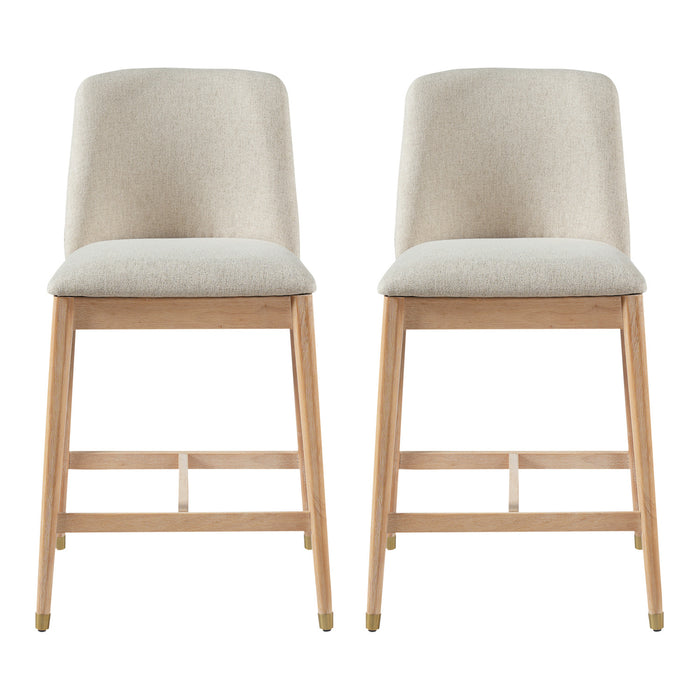 Clara Rubber Wood Bar Stool Set of 2,Natural
