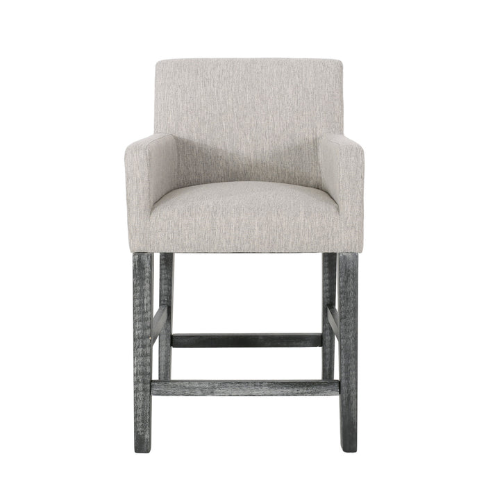Griffith 26\" Seat Height Counter Stool With Upholstered Fabric And Solid Wood Legs, Light Grey