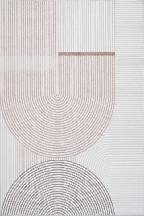 Aqua Circles Washable Non-slip Low Pile Area Rug 5'x7'