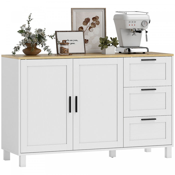 HOMCOM 47\" Buffet Cabinet with Soft-Close Doors, Modern Sideboard, White