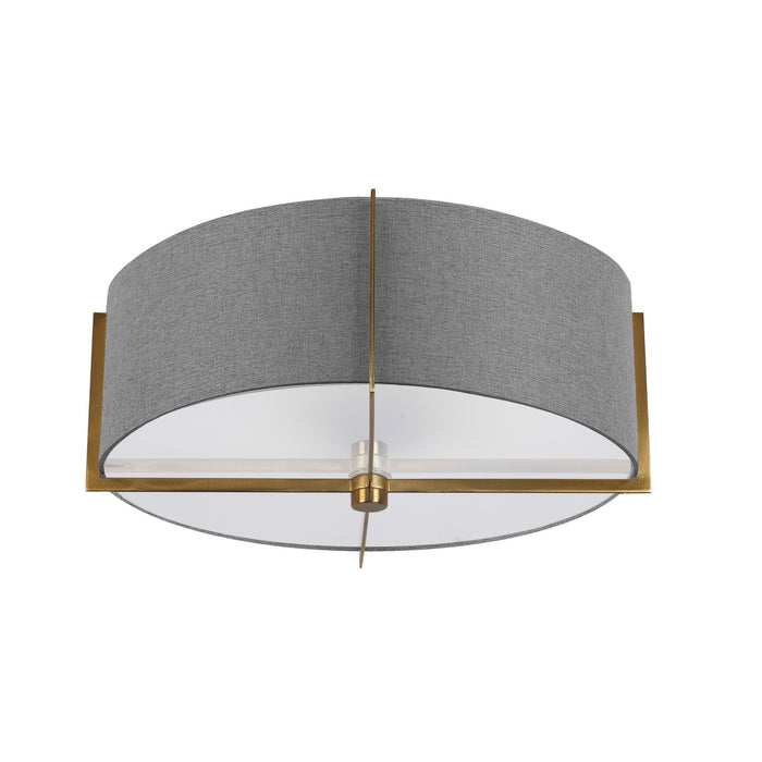 Dainolite Preston 3 Light Semi-flush Mount Aged Brass Grey Shade Lamp