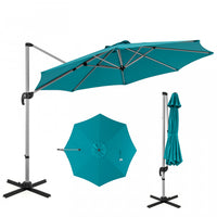 Costway 11 FT Outdoor Patio Umbrella, Round Cantilever Umbrella w/ 360° Rotation Blue