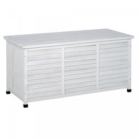 Outsunny Wooden Deck Box Outdoor Storage Container With Aerating Gap White