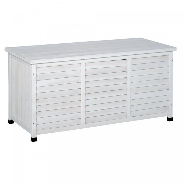 Outsunny Wooden Deck Box Outdoor Storage Container With Aerating Gap White