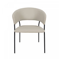 Slate Contemporary Modern Vegan Leather Metal Armchair in Stone Gray - Set of 2