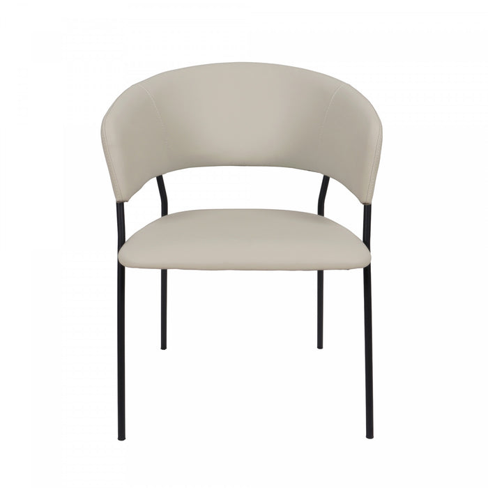 Slate Contemporary Modern Vegan Leather Metal Armchair in Stone Gray - Set of 2
