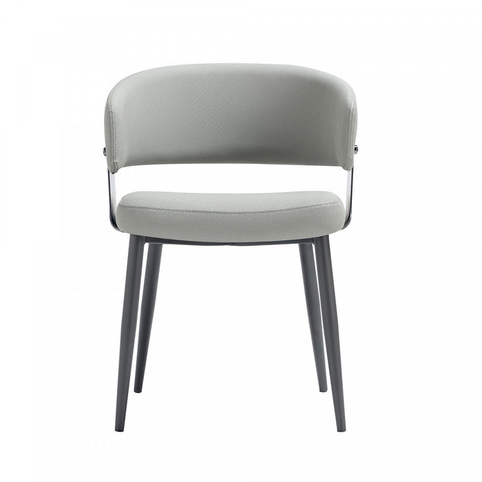 Luce Modern Metal Textured Vegan Leather Dining Chair in Stone Gray