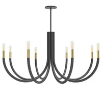 Dainolite Wand 8 Light Chandelier Matte Black/Aged Brass Lamp