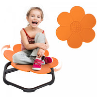 Qaba Kids Swivel Chair, Flower-Shaped Sensory Spinning Chair for Training Body Coordination, Non-Slip Sit and Spin Wobble Stool for Kids Aged 3-6, Orange