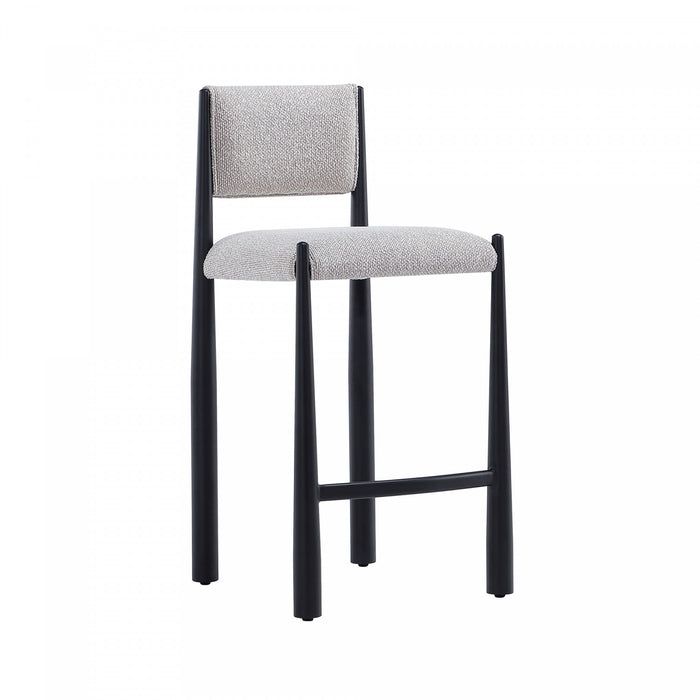 Lennor Mid-Century Modern Boucle Metal Counter Stool in Champagne