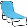Outsunny Folding Lounge Chair, Tanning Chair W/ Adjustable Back, Sky Blue