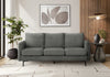 Upholstered Sofa, 77\"L, Dark Grey Fabric, Black Metal Legs Sofa