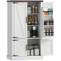 HOMCOM Pantry Cabinet, Kitchen Storage Cabinet with 6 Door Racks, White